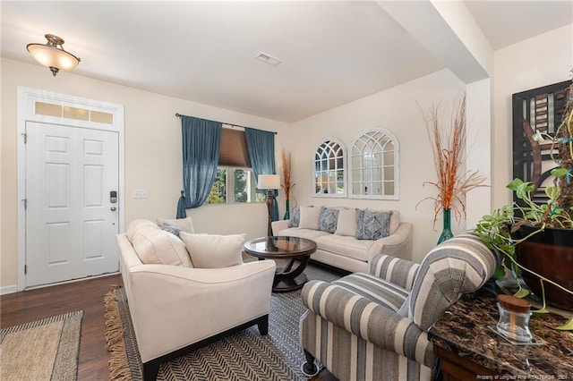 living room featuring dark hardwood / wood-style floors