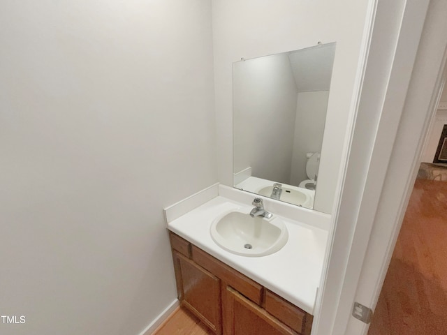 bathroom with toilet and vanity