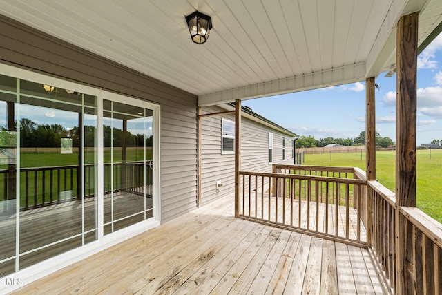 deck with a lawn