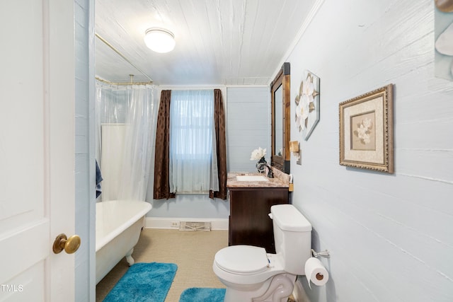 full bathroom featuring vanity, toilet, and independent shower and bath