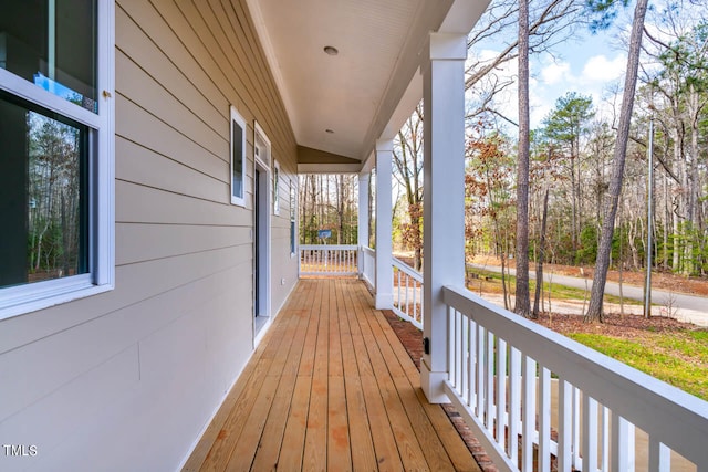 wooden terrace with covered porch