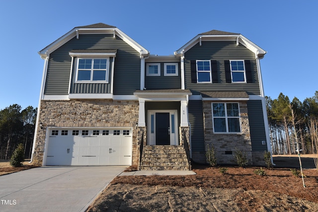 craftsman inspired home with a garage