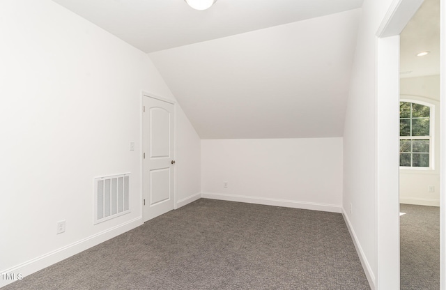 additional living space with lofted ceiling and carpet floors