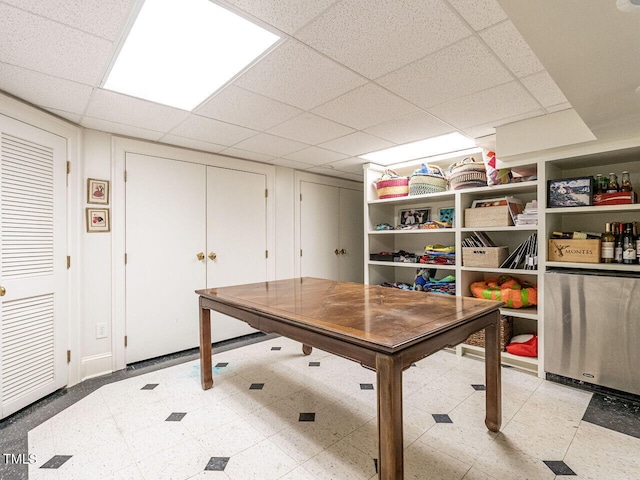 office featuring a paneled ceiling