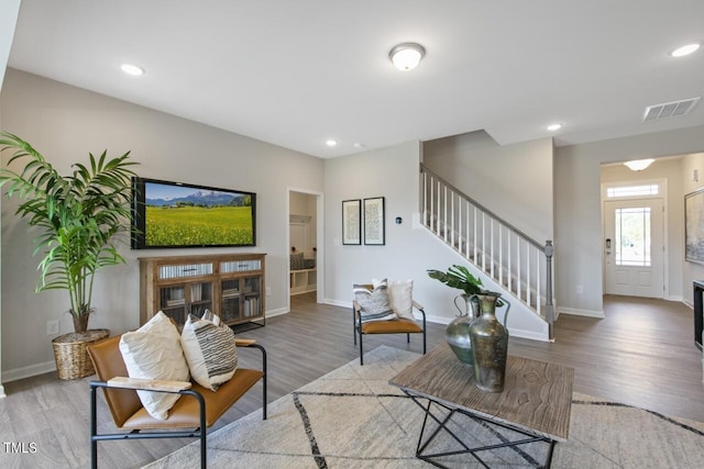 living room with light wood-type flooring