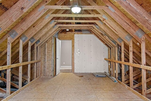 view of unfinished attic