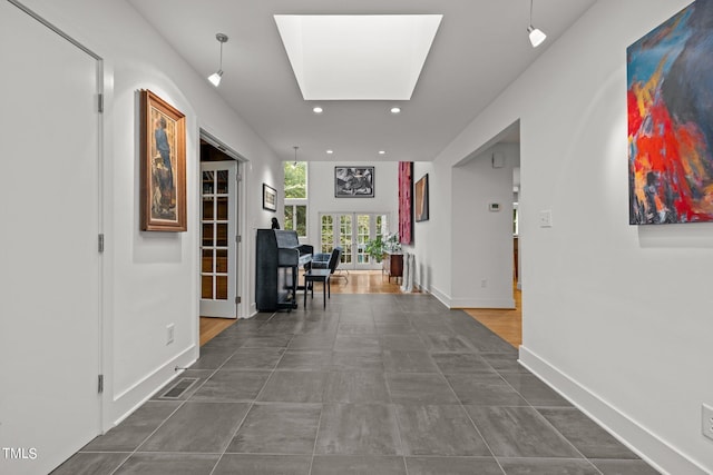 corridor with a skylight