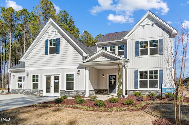 view of front of property with french doors