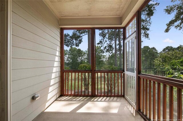 view of unfurnished sunroom