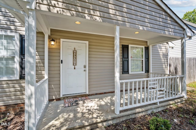 entrance to property with a porch