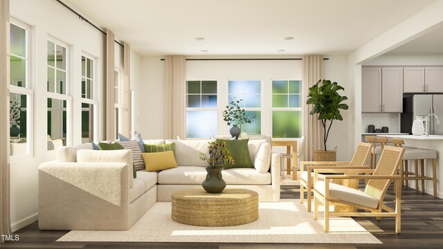 living area featuring dark wood finished floors