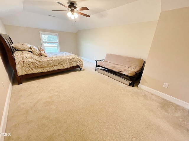 bedroom featuring carpet and ceiling fan