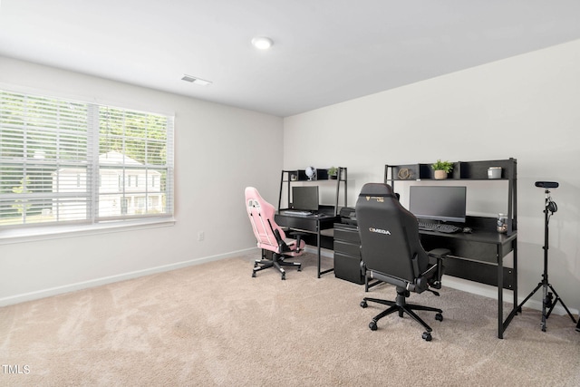 office featuring light colored carpet