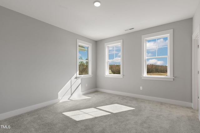 spare room with light colored carpet