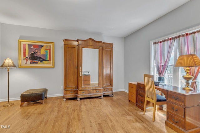 office space featuring light hardwood / wood-style floors