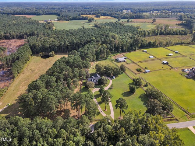 aerial view featuring a rural view