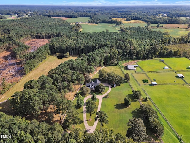 drone / aerial view with a rural view