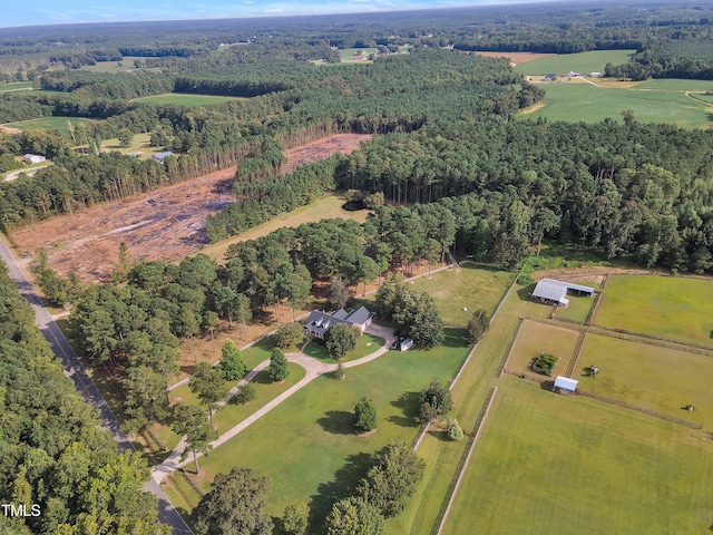 bird's eye view featuring a rural view