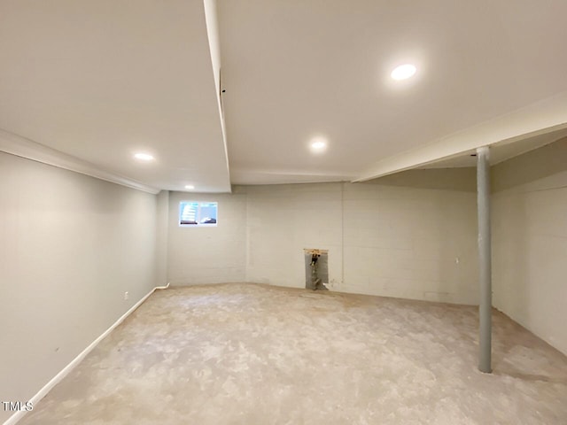 basement with carpet