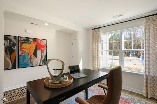 office featuring hardwood / wood-style flooring