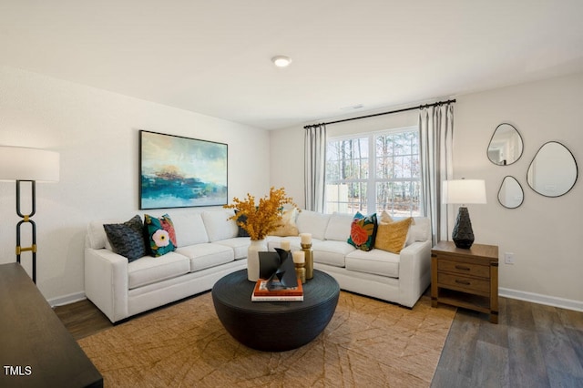 living room with wood-type flooring