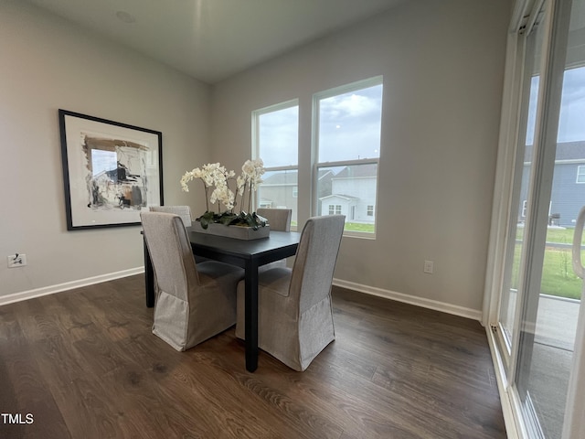 321 Murray Grey Ln, Wake Forest, NC 27587 - dining area featuring dark wood finished floors, plenty of natural light, and baseboards