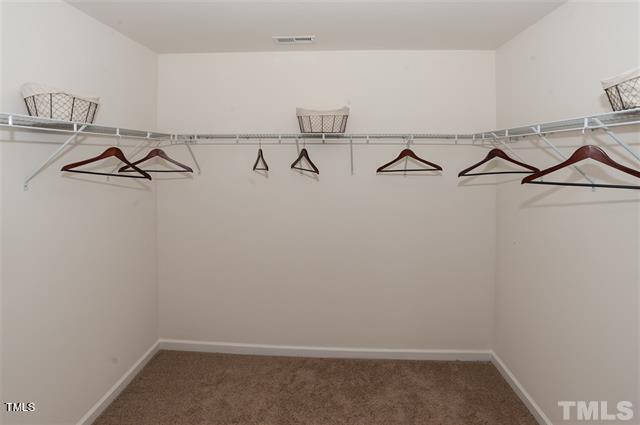 spacious closet featuring visible vents and carpet floors
