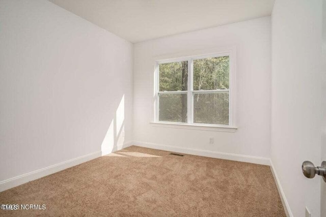 spare room featuring light colored carpet