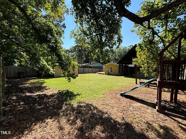 view of yard featuring a playground