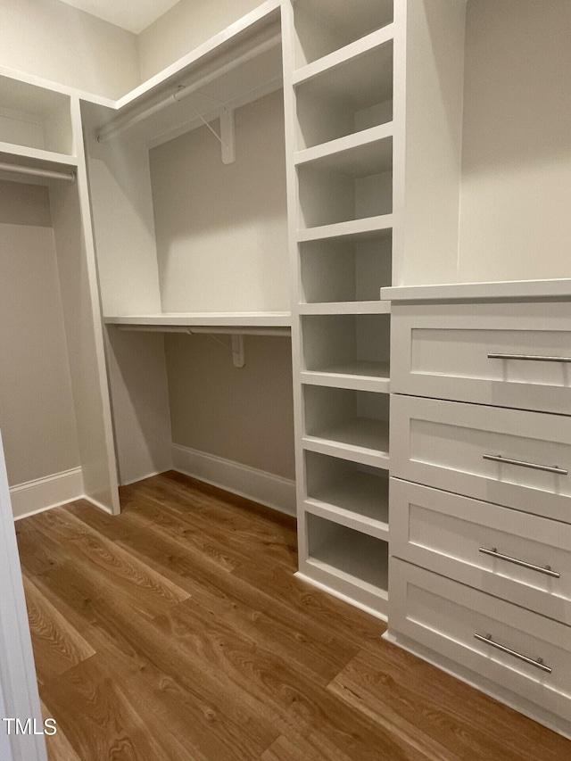 walk in closet featuring dark hardwood / wood-style floors