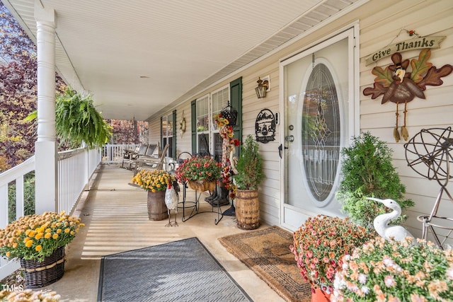 property entrance featuring covered porch