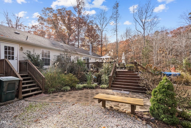 view of yard with a deck