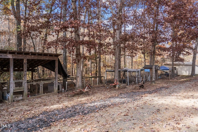 view of yard featuring an outdoor structure