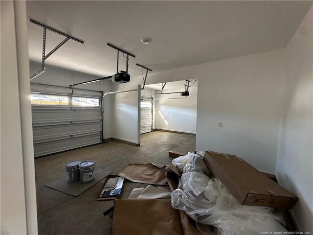 garage with a garage door opener