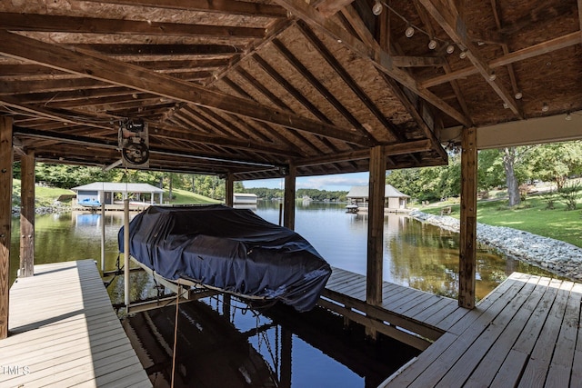 view of dock featuring a water view