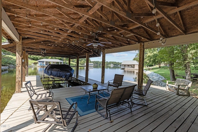 dock area featuring a water view