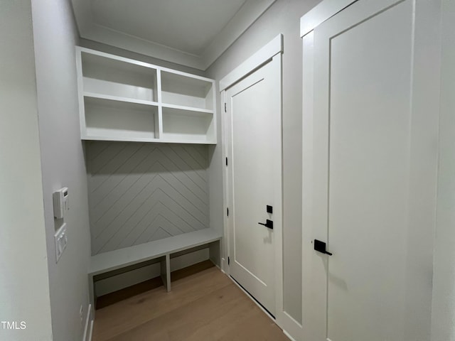 mudroom featuring light hardwood / wood-style floors