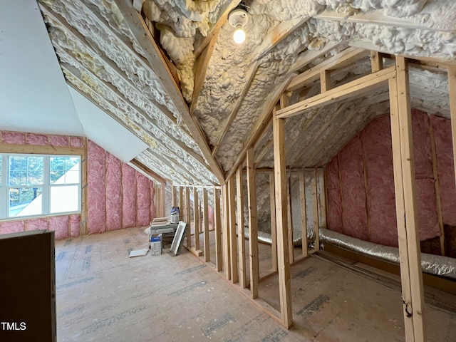 view of unfinished attic