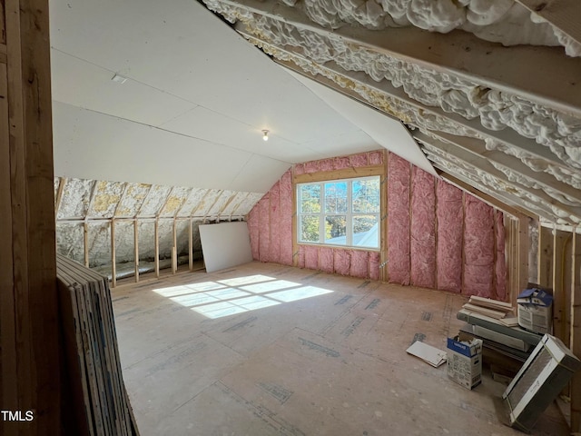 view of unfinished attic