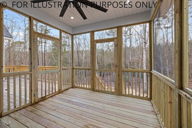 102 Mayan Dr, Louisburg, NC 27549 - unfurnished sunroom featuring a ceiling fan
