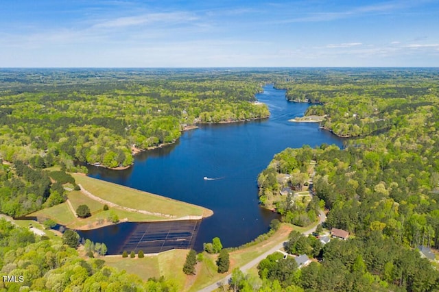 102 Mayan Dr, Louisburg, NC 27549 - aerial view with a wooded view and a water view