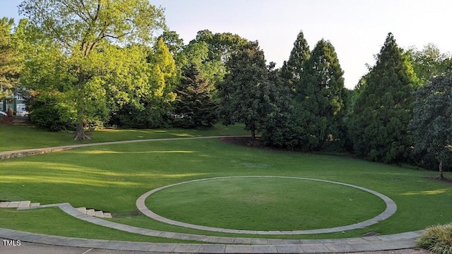 view of property's community featuring a lawn