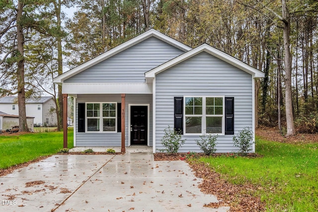 bungalow with a front lawn