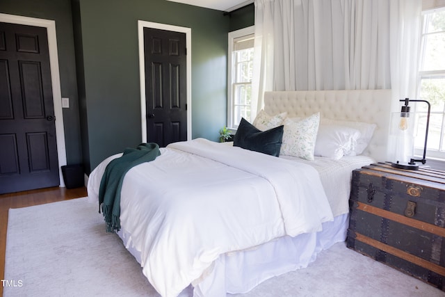 bedroom featuring light hardwood / wood-style flooring