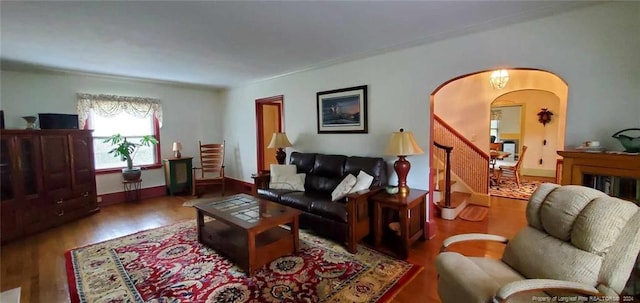 living room with hardwood / wood-style flooring