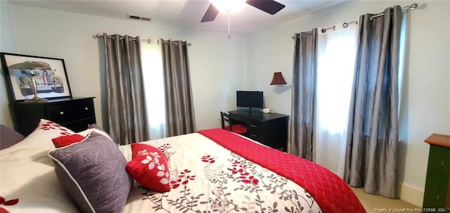 bedroom featuring ceiling fan