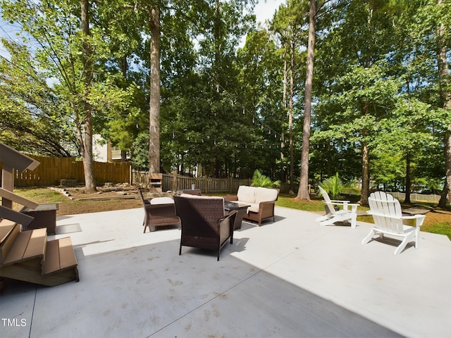 view of patio / terrace with an outdoor living space