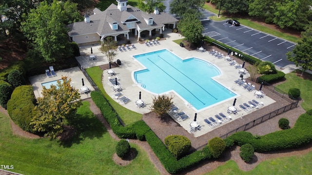 view of pool featuring a patio