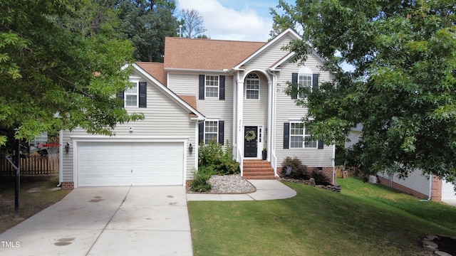 view of front property featuring a front lawn