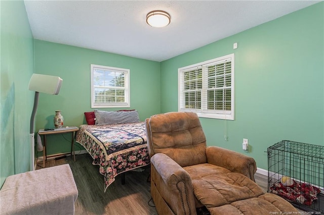 bedroom featuring dark wood-type flooring